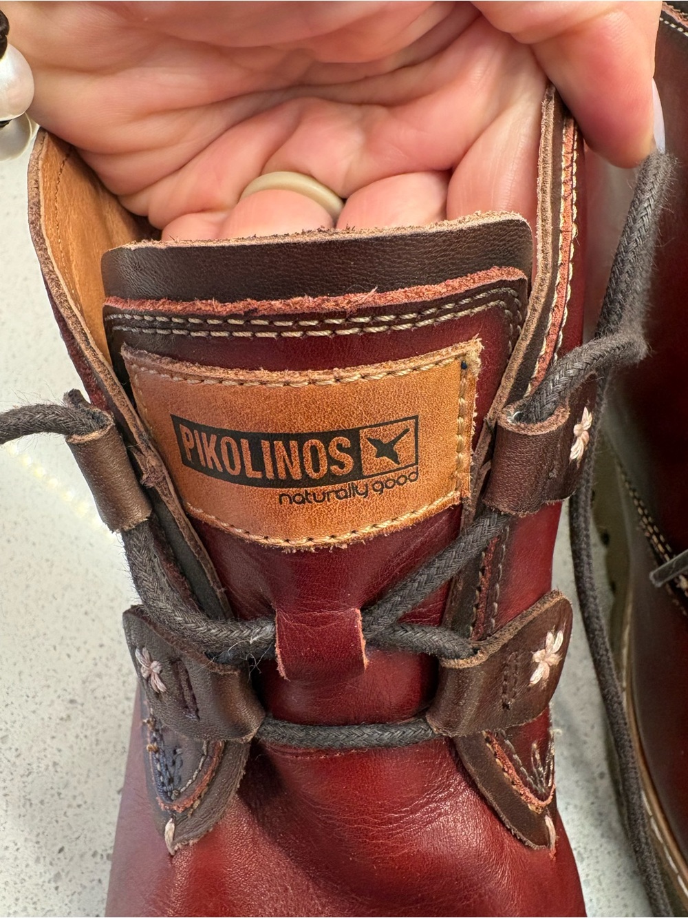 PIKOLINOS Women's Burgundy Leather Wedge Lace-Up Ankle Boot - Picture 7 of 9